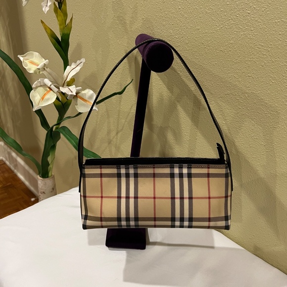 BURBERRY London Nova Check Coated Canvas Shoulder Bag BlackTan - Picture 13 of 14